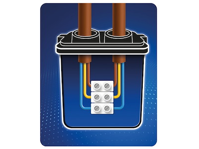 Raytech RayJollyM-MP samledåse med indbyg. gel + 1stk. 3P kronmuffe 2,5mm2 (Multipak – 40stk.), 450V. 43x33x43