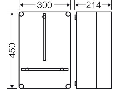 Mi kasse med beslag til 1 x kWh-måler, 450x300x214 mm