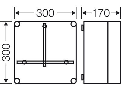 Mi kasse med beslag til 1 x kWh-måler, 300x300x170 mm