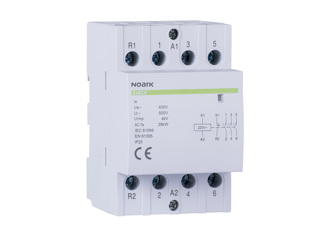 Noark kontaktor 40A, 230V AC, 4NO 