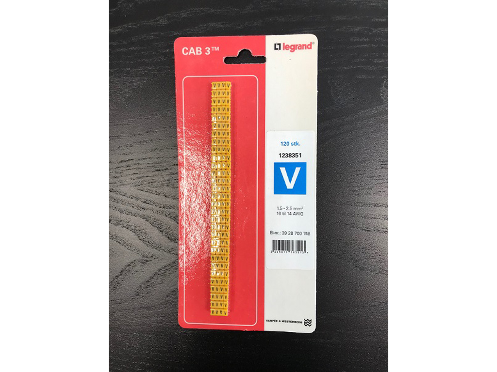 CAB 3 ledningsmærker 1,5-2,5 mm² (V) - 120 stk.