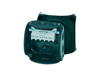 Forgreningsdåse 5x0,75-2,5 mm², Cu, 93x93x62 mm, IP66 - Sort