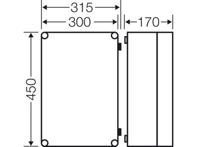 Hensel Mi kasse 450x300x170 mm - gråt hængslet låg 