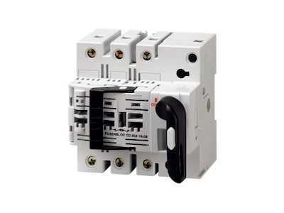 Socomec sikringsbryder 10x38 sikringer, 3P 32A - Frontbetjening højre side