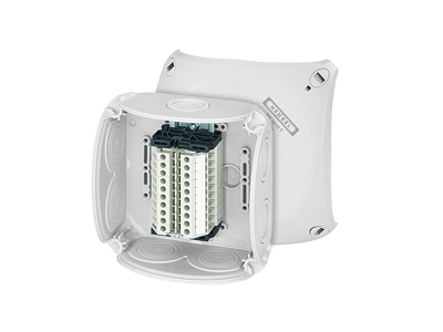 Forgreningsdåse 0,14-6 mm², Cu, 10 klemrækker, 130x130x77 mm, IP66 - Grå