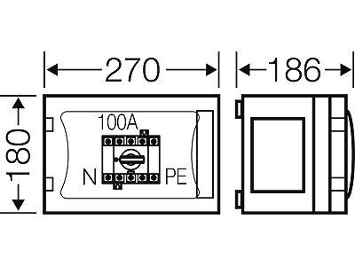 Hensel ENYSTAR kasse med skillesikring + sikringsafbryder 100A, 3P PE+N