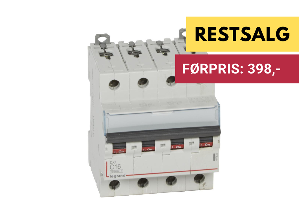 Legrand automatsikring DX3 C16A 4P 4M 6/10kA