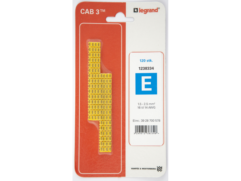CAB 3 ledningsmærker 1,5-2,5 mm² (E) - 120 stk.