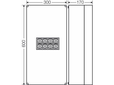 Forgreningsdåse 4x25-240 mm², Cu/Alu, 600x300x170 mm (Mi0401), IP65 - Grå
