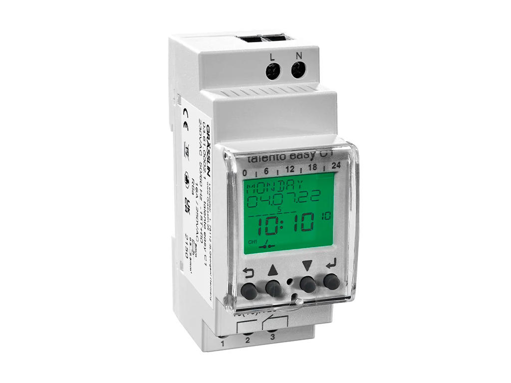 Grässlin digitalt astro dags/ugeur, 230V AC, 1 kanal, 16A, IP20, 2M