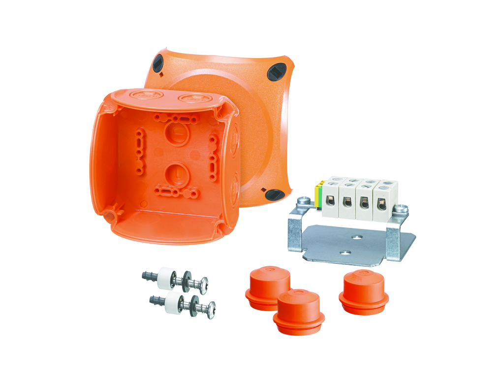 Branddåse 5x1,5-4 mm², Cu, 104x104x70 mm - Orange