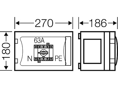 Hensel ENYSTAR kasse med skillesikring + sikringsafbryder 63A, 3P PE+N