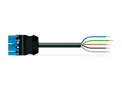 WAGO konfektioneret tilslutningskabel, hanstik/fri ende, 5P, 1,5 mm², 1 m - Blå