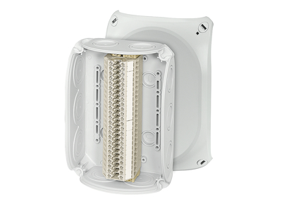 Forgreningsdåse 0,14-6 mm², Cu, 24 klemrækker, 130x180x77 mm, IP66 - Grå