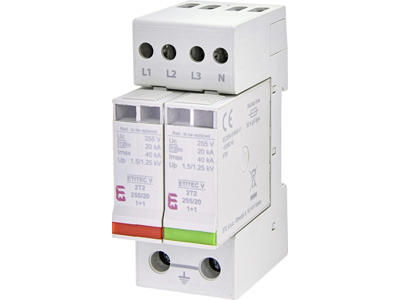 ETI transientbeskyttelse Type 2 3P+N (3+1) 2M, TT og TN-S, 20kA