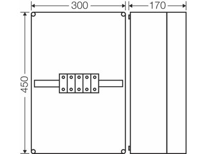 Forgreningsdåse 5x16-50 mm², Cu, 450x300x170 mm (Mi0301), IP65 - Grå