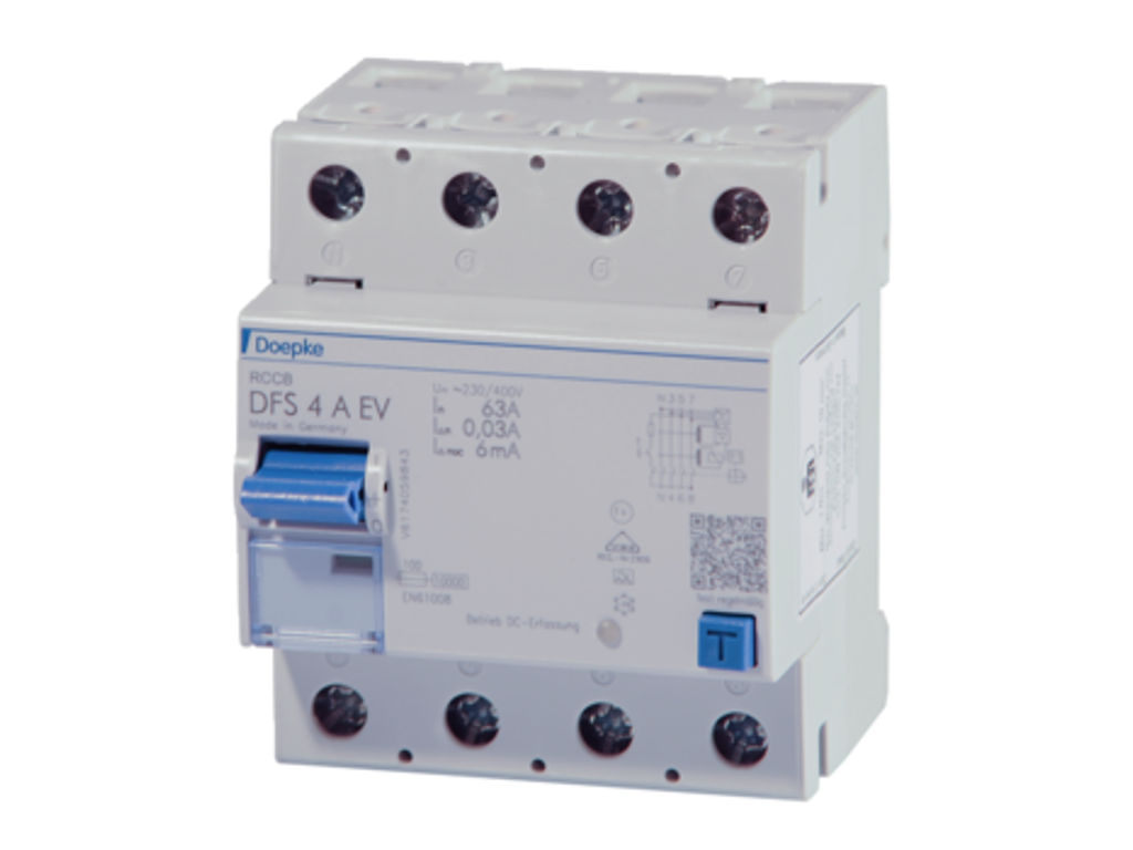 Fejlstrømsafbryder (RCD) DFS4 063A/0,03 EV HD 60°C 4P Type A *V*