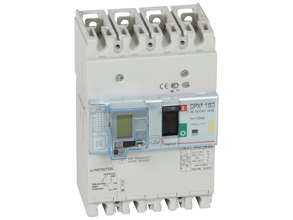 Legrand maksimalafbryder med fejlstrømsmodul DPX³ 160, 100A 4P, 16kA