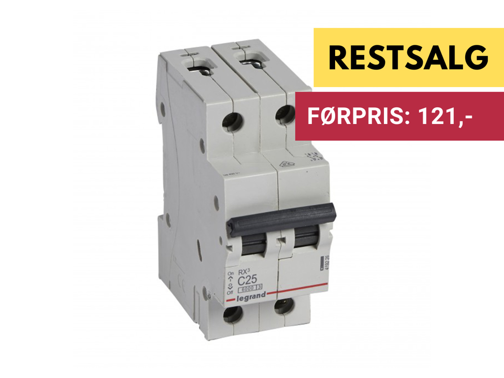 Legrand automatsikring RX3 C25A 2P 2M 6/6kA