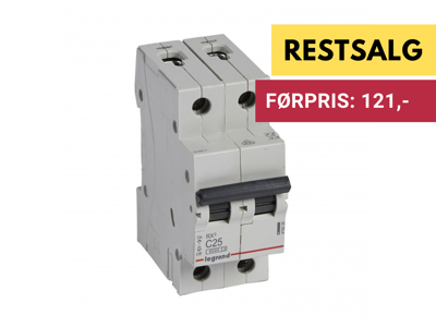 Legrand automatsikring RX3 C25A 2P 2M 6/6kA