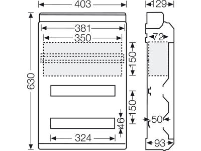 Hensel KV 'EXTRA' gruppetavle 36 moduler (2x18) - IP65