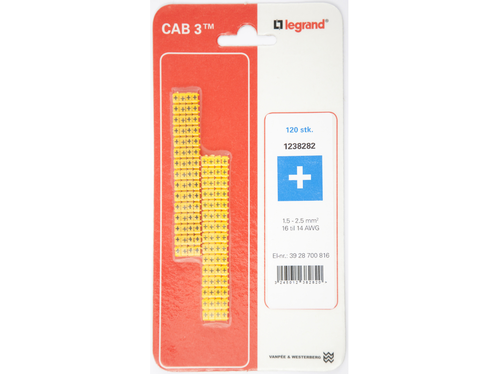 CAB 3 ledningsmærker 1,5-2,5 mm² (plus) - 120 stk.