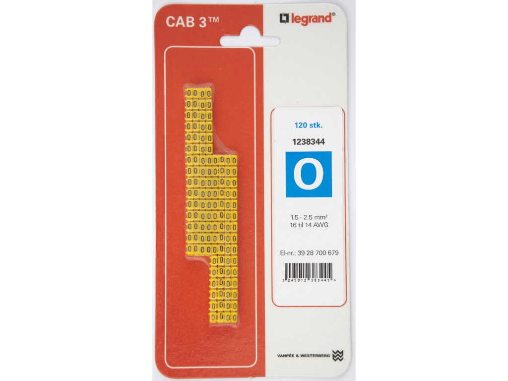 CAB 3 ledningsmærker 1,5-2,5 mm² (O) - 120 stk.