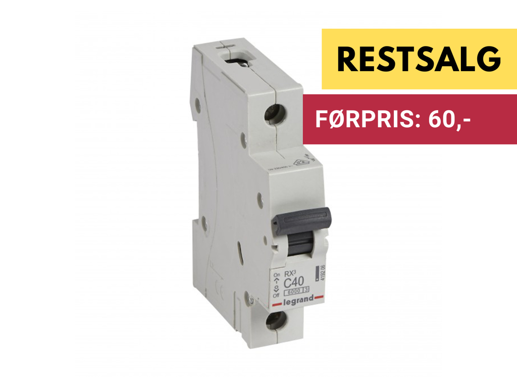 Legrand automatsikring RX3 C40A 1P 1M 6/6kA