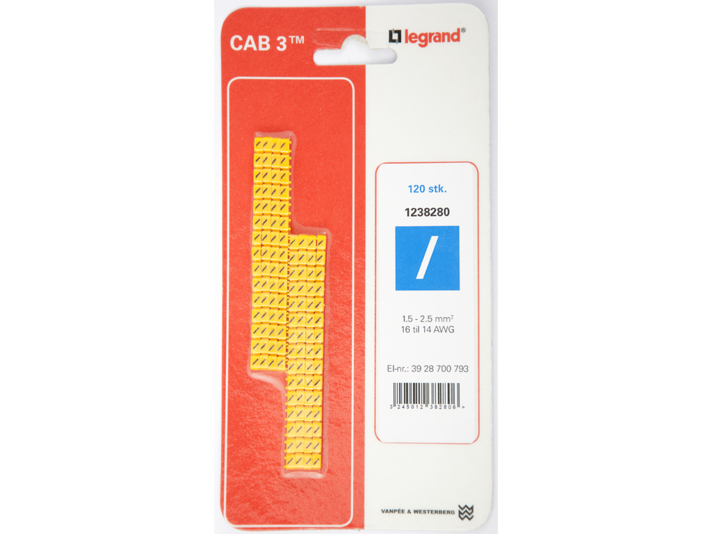 CAB 3 ledningsmærker 1,5-2,5 mm² (/) - 120 stk.