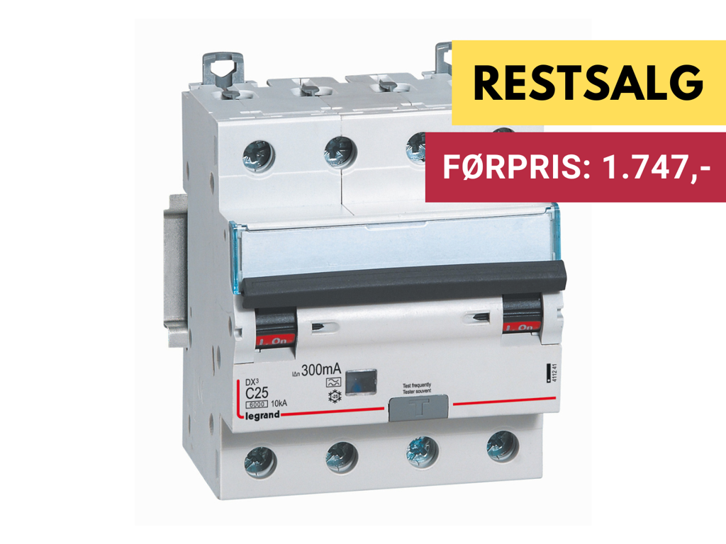 Legrand kombi-afbryder DX3 C10A 300mA 4P 6/10kA Type A