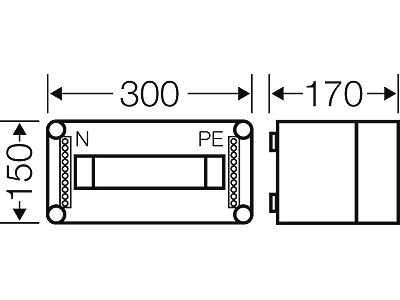 Hensel Mi kasse med DIN-skinne 12M (1x12), PE/N klemme