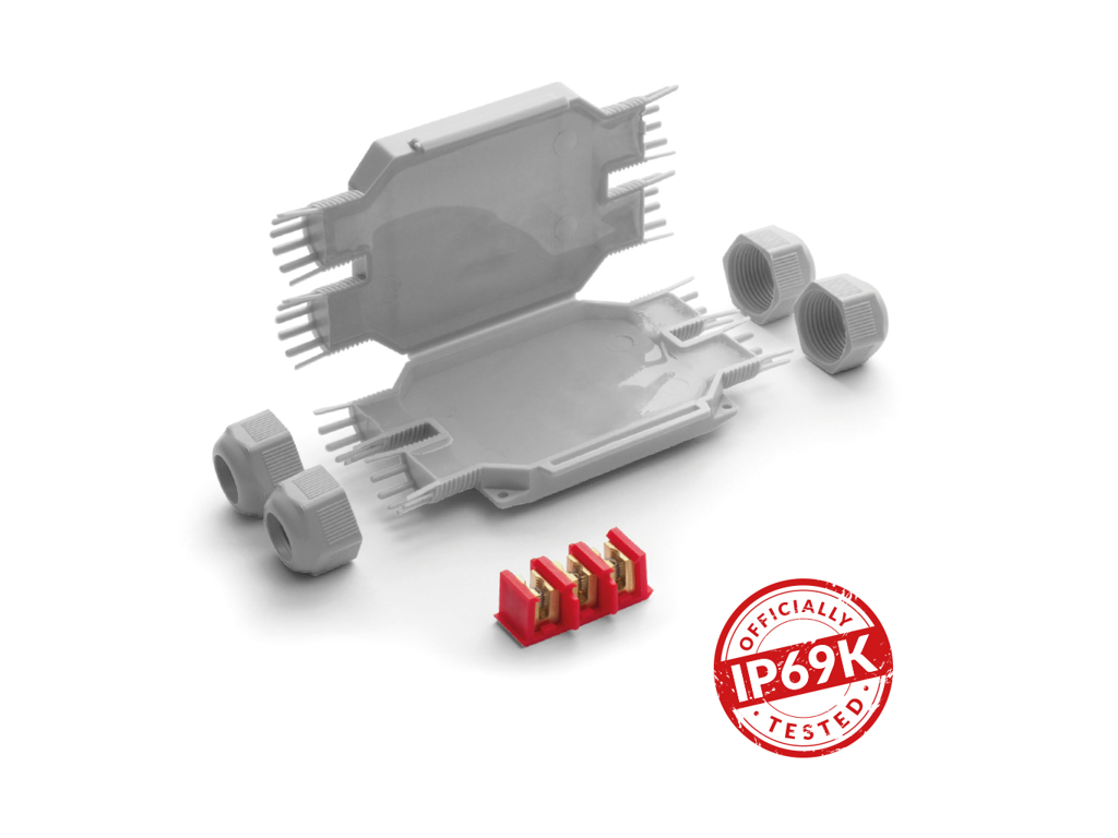 Raytech samledåse med gel, 105x65x25 mm, IP68 - Grå