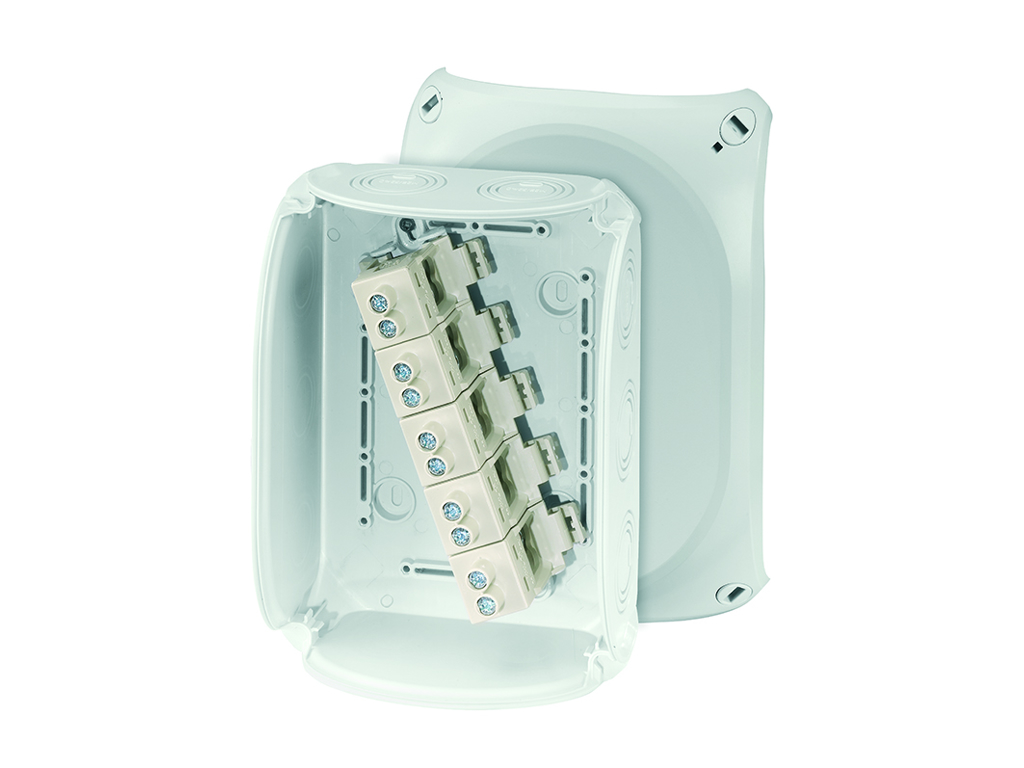 Forgreningsdåse 5x6-16 mm², Cu, 155x210x92 mm, IP66/67/69 - Grå