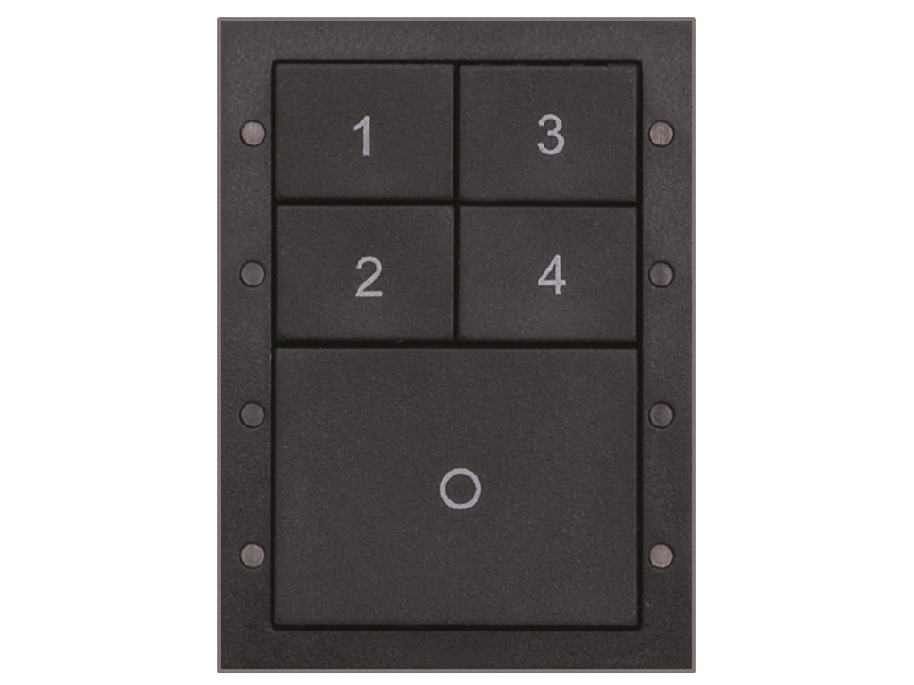 Helvar DALI-2 134BD2 panel med 5 tryk - Antracitgrå