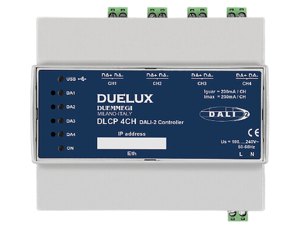 4-kanals DALI-2 Multimaster controller DLCP 4,  integretet MODBUS (4 x DALI)