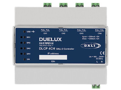 4-kanals DALI-2 Multimaster controller DLCP 4,  integretet MODBUS (4 x DALI)