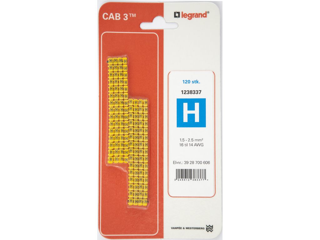CAB 3 ledningsmærker 1,5-2,5 mm² (H) - 120 stk.