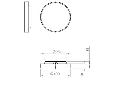Kvill CE D400 OP 14W 1700 DALI DT8 TW827-865, hvid