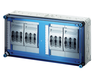 Mi kasse med 4xHRC00 sikringsafbrydere 160A 3P, ln=630A, t/kombination