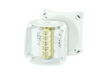 Forgreningsdåse 5x1,5-2,5 mm², Cu/Alu, 104x104x70 mm, IP66 - Grå