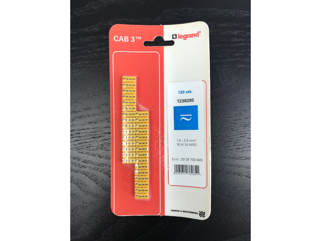 CAB 3 ledningsmærker 1,5-2,5 mm² (jævn) - 120 stk.