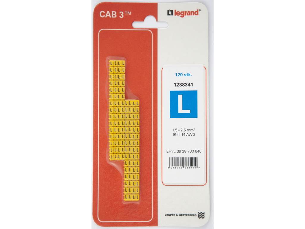 CAB 3 ledningsmærker 1,5-2,5 mm² (L) - 120 stk.