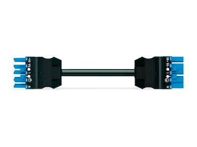 WAGO konfektioneret mellemkabel, hunstik - hanstik, 5P, 1,5 mm², 4 m - Blå