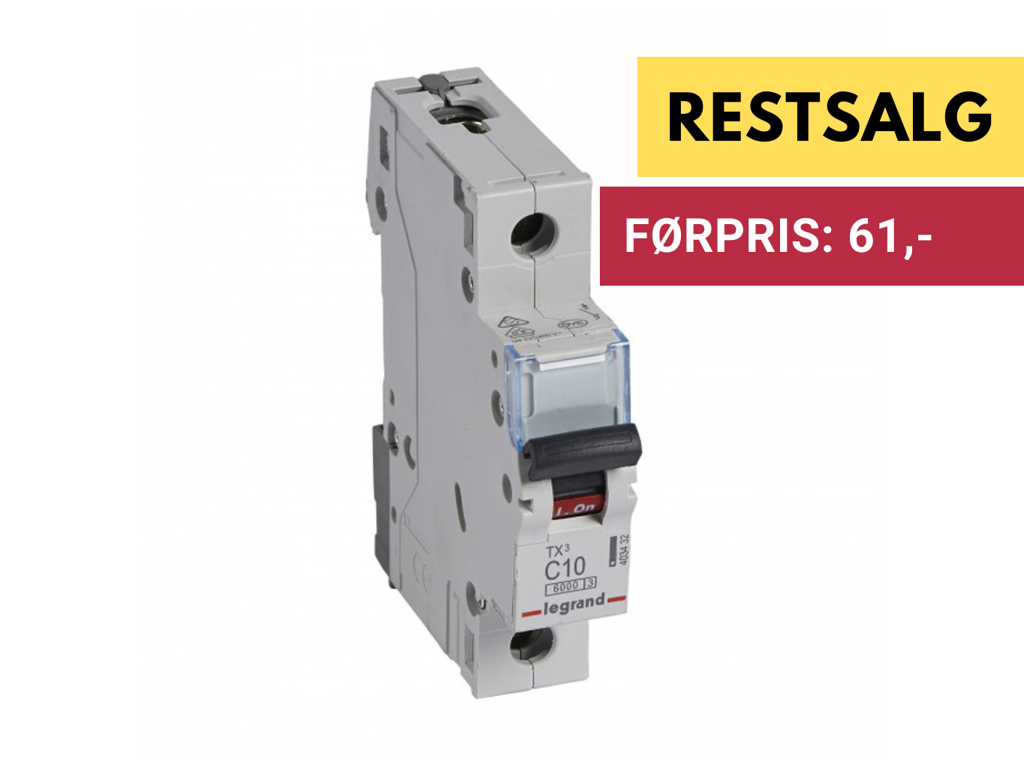 Legrand automatsikring TX3 C10A 1P 1M 6/6kA