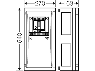 Hensel ENYSTAR kasse til maksimalafbryder med afbryder 250A, 3P PE+N