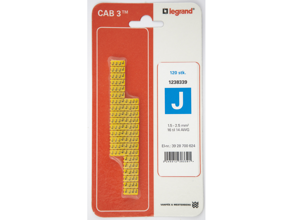 CAB 3 ledningsmærker 1,5-2,5 mm² (J) - 120 stk.