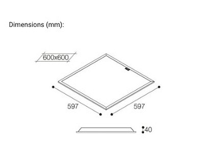 Zenith LED-panel ZH33CB 600x600, 3000K, Casambi - ENEC
