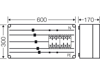 Mi kasse med 2xHRC00 sikringselementer 160A 3P, ln=250A