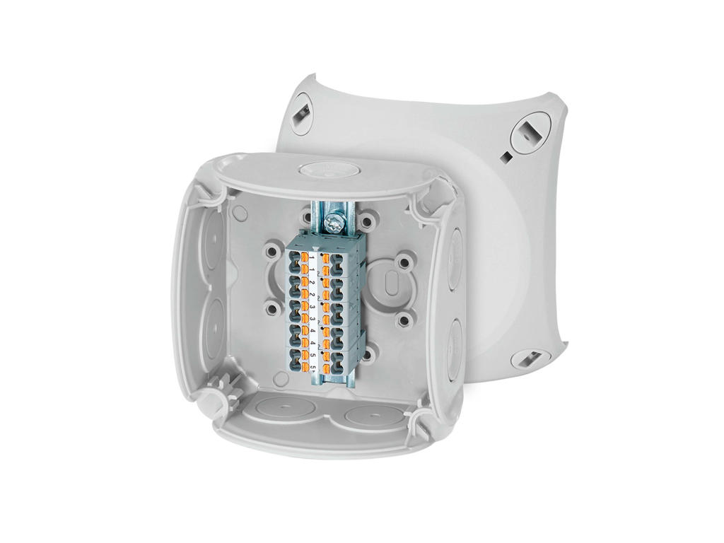 Forgreningsdåse 0,75-2,5 mm², Cu, 93x93x62 mm, IP66 - Grå