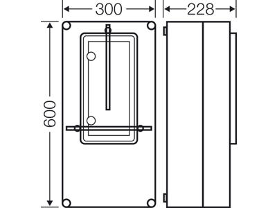 Mi kasse med beslag til 1 x kWh måler, 600x300x228 mm